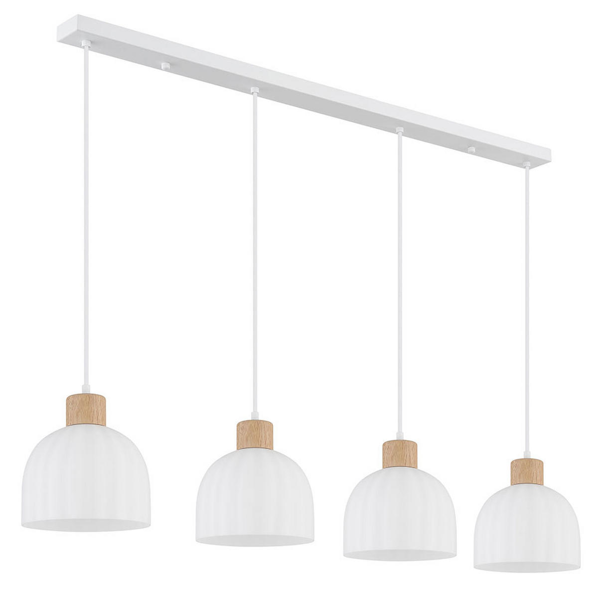 LED PENDELLEUCHTE SWANSON Metall, Glas, Weiß, höhenkürzbar - Weiß, Holz (113/20/120cm) - Globo Lighting