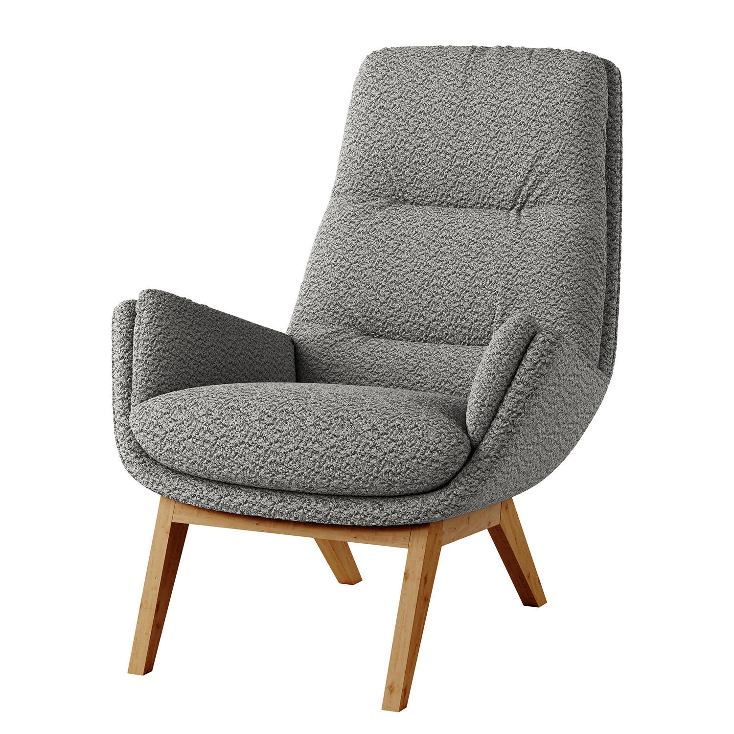 SESSEL mit Holzfüssen - Eichefarben/Grau, Eichenholz/Holz (83/95/97cm) - home24