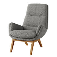 SESSEL mit Holzfüssen - Eichefarben/Grau, Eichenholz/Holz (83/95/97cm) - home24
