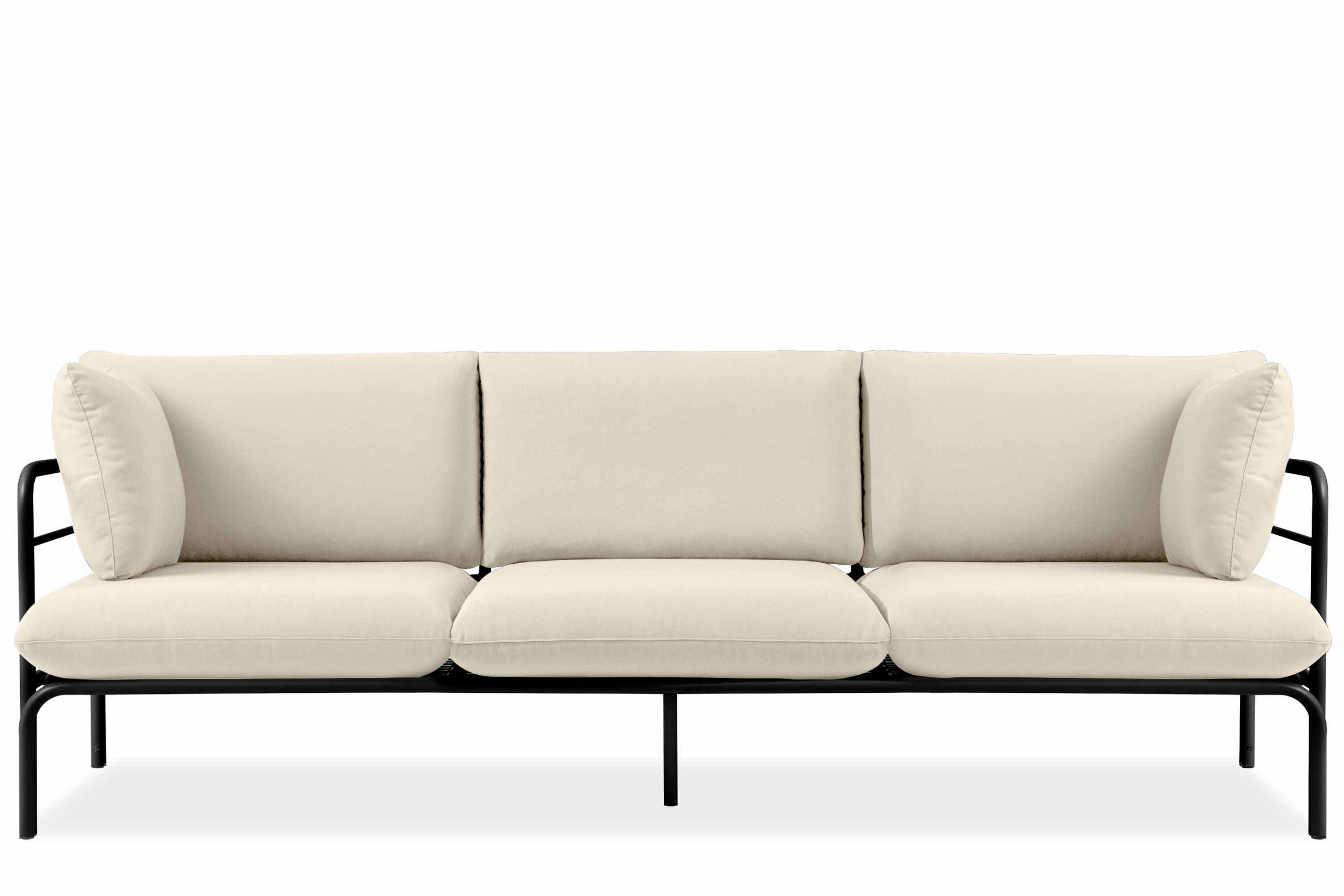 Thumbnail - Konsimo® Gartensofa, Dunkelgrau, Creme, Metall, Textil, 3-Sitzer, Füllung: Schaumstoff, Rechteckig, 225x80x80 cm, Herges...