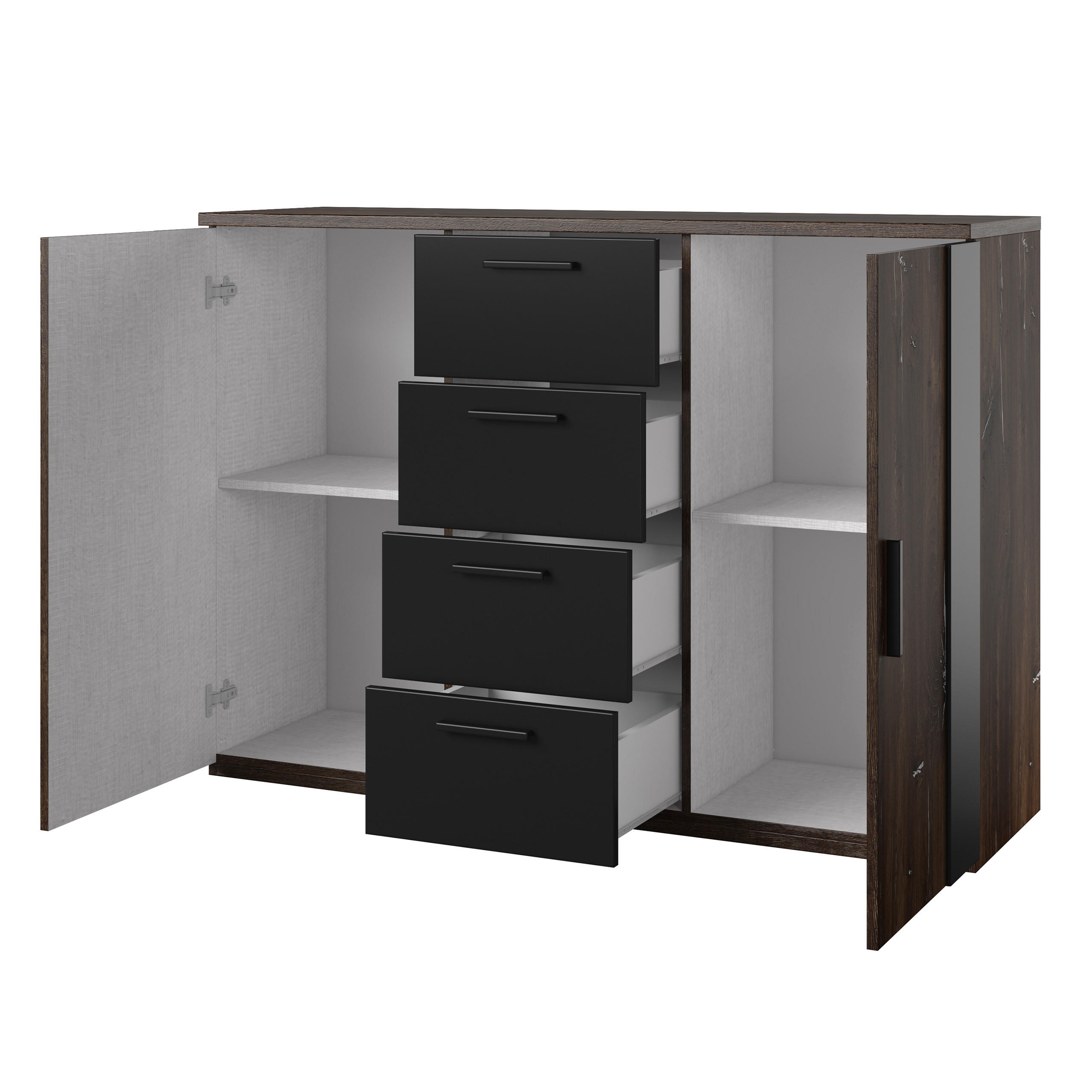 Thumbnail - Masseno Sideboard, Mehrfarbig, Holzwerkstoff, 4 Schubladen, 132x94x40 cm, Wohnzimmer, Kommoden & Sideboards, Sideboards