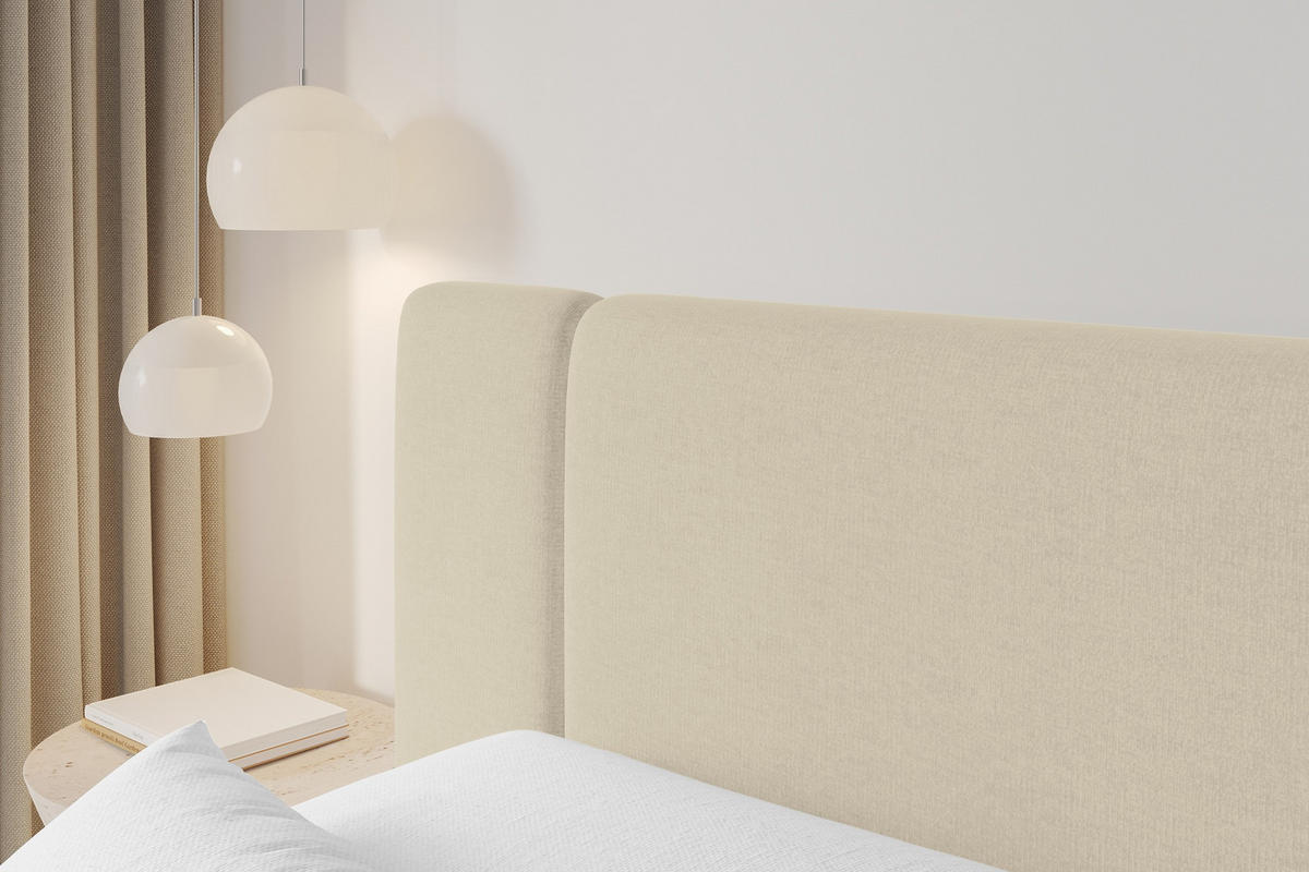 BOXBETT mit Matratze H4 - EVON - 140x200 cm Beige - Champagner, Holzwerkstoff (140/200cm) - ALTDECOR