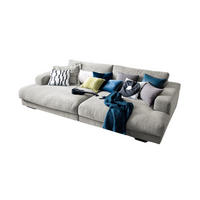 BIG SOFA MADELINE Silber Webstoff - Silberfarben/Schwarz, Kunststoff/Textil (290/85/170cm) - KAWOLA