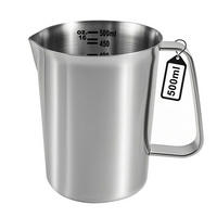 MESSBECHER 500 ml Edelstahl mit Griff - Silberfarben, Metall (0.5L)