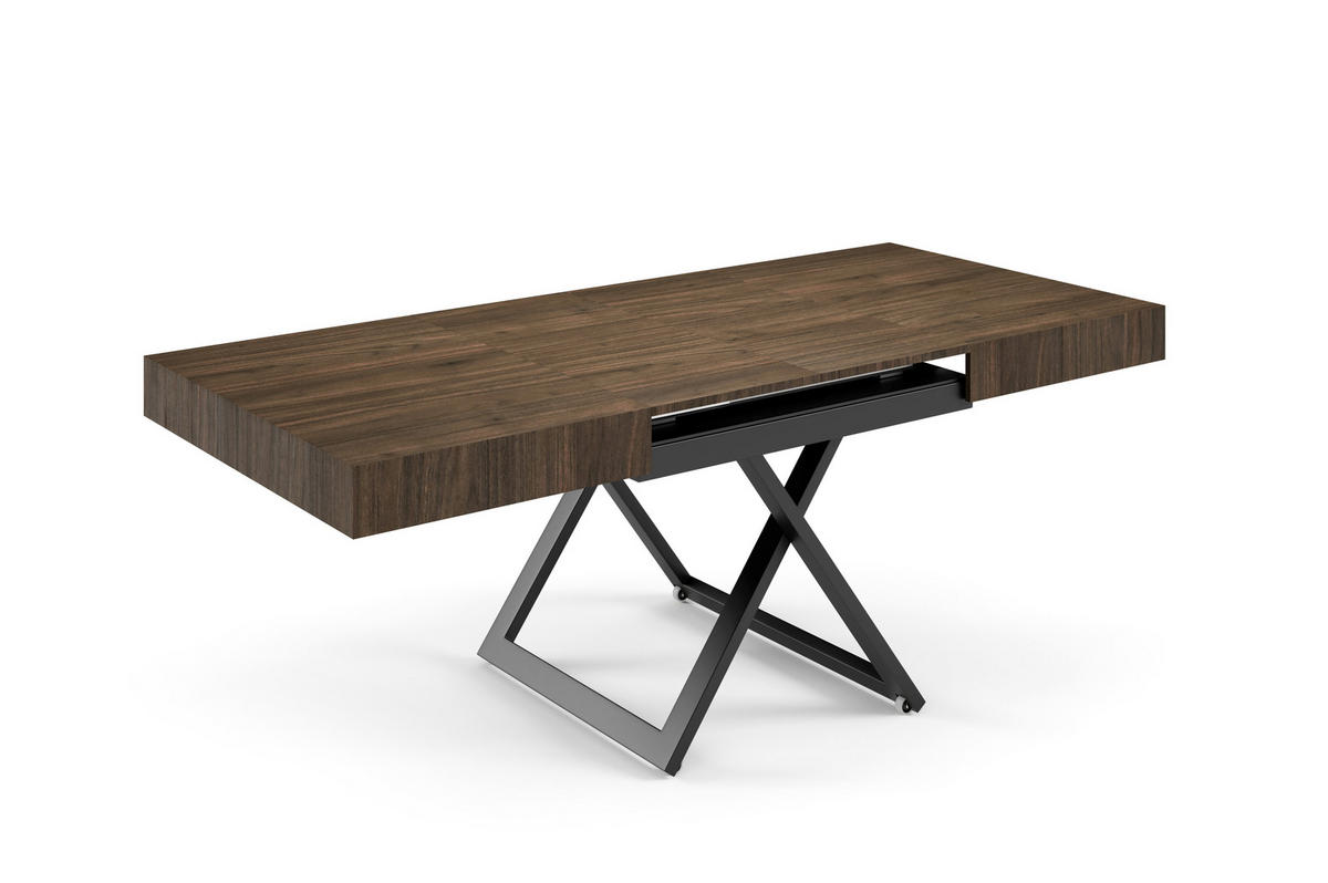 COUCHTISCH SANNA U - Schwarz/Haselnussfarben, Holzwerkstoff/Metall (80/120/27cm) - Meblini