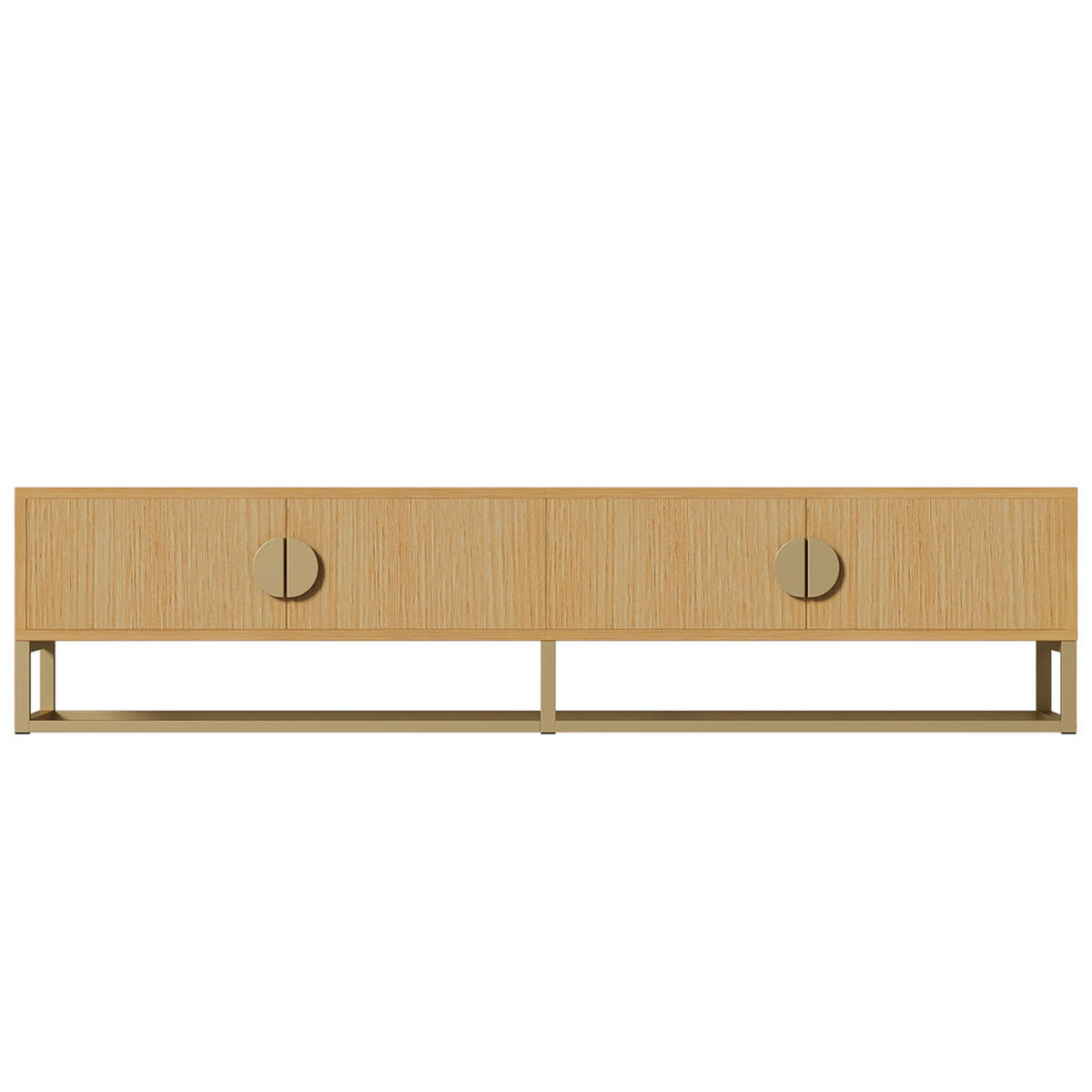 TV-SCHRANK 180cm Modern Holzmaserung 4 Türen halbrunde Griffe - Braun, Holz (32/20/62.5cm) - FLIEKS