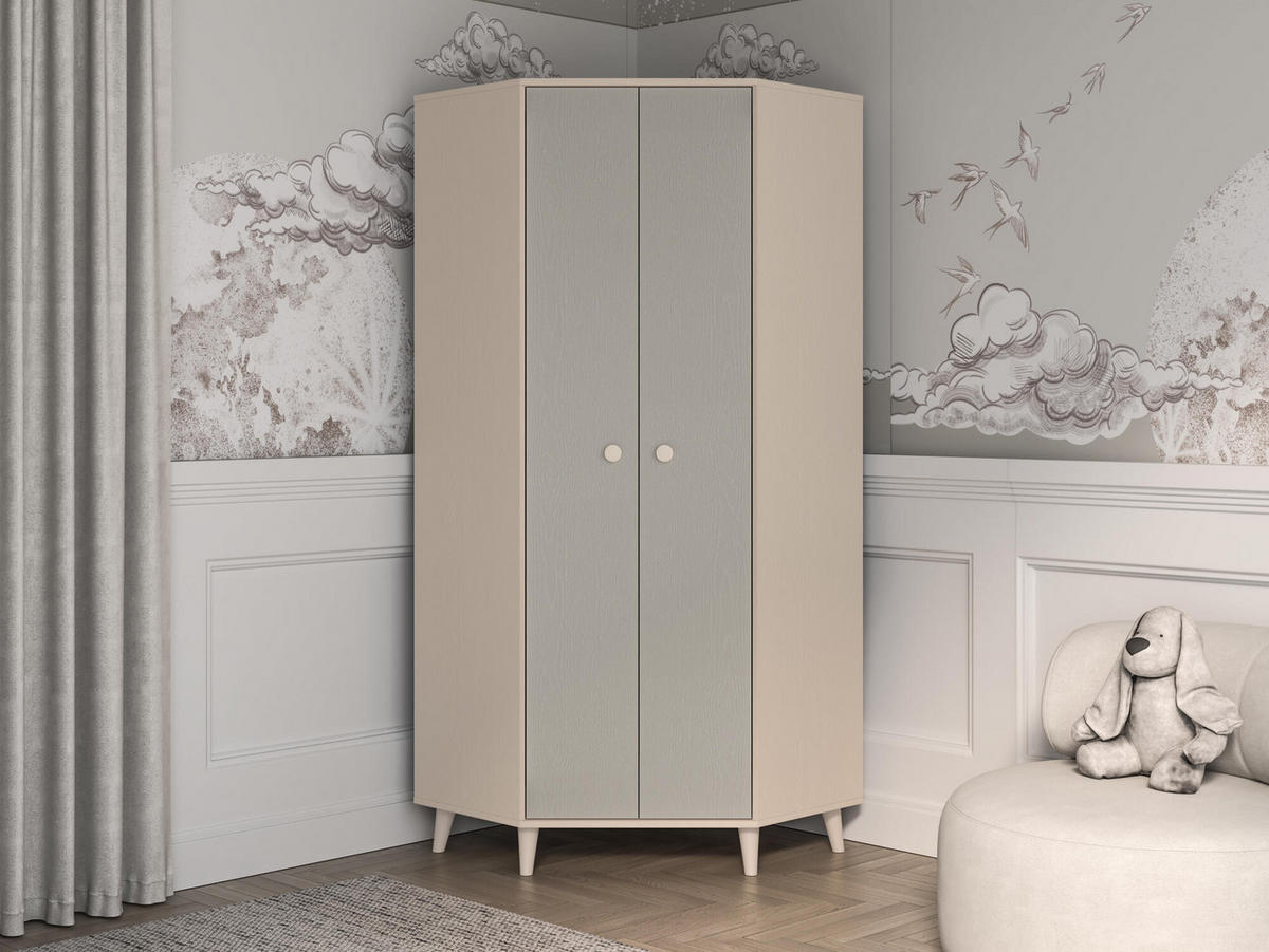 KINDERKLEIDERSCHRANK MEVEL Grau 80x80x190 cm - Grau, Holzwerkstoff (80/190/80cm) - FURNLUX