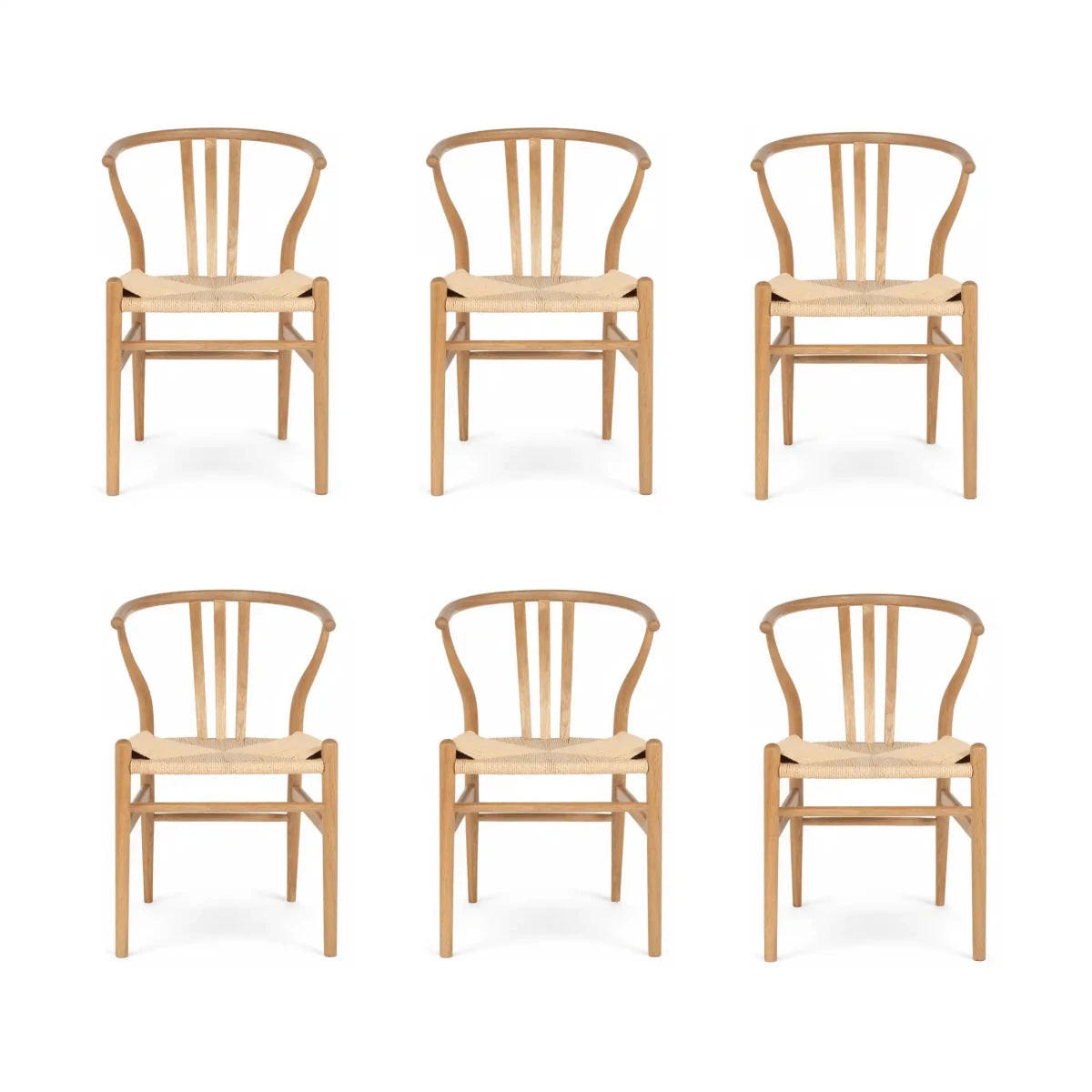STUHL-SET 6 Stück in Rattan / Eiche Wildeiche - Braun, Holz/Papier (52/78/58cm) - Furnhouse