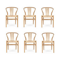 STUHL-SET 6 Stück in Rattan / Eiche Wildeiche - Braun, Holz/Papier (52/78/58cm) - Furnhouse