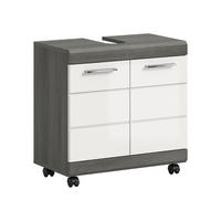 WASCHBECKENUNTERSCHRANK AUF ROLLEN Scout weiß hochglanz 60/34/60 cm - Grau, Holzwerkstoff (60/60/34cm) - Xonox
