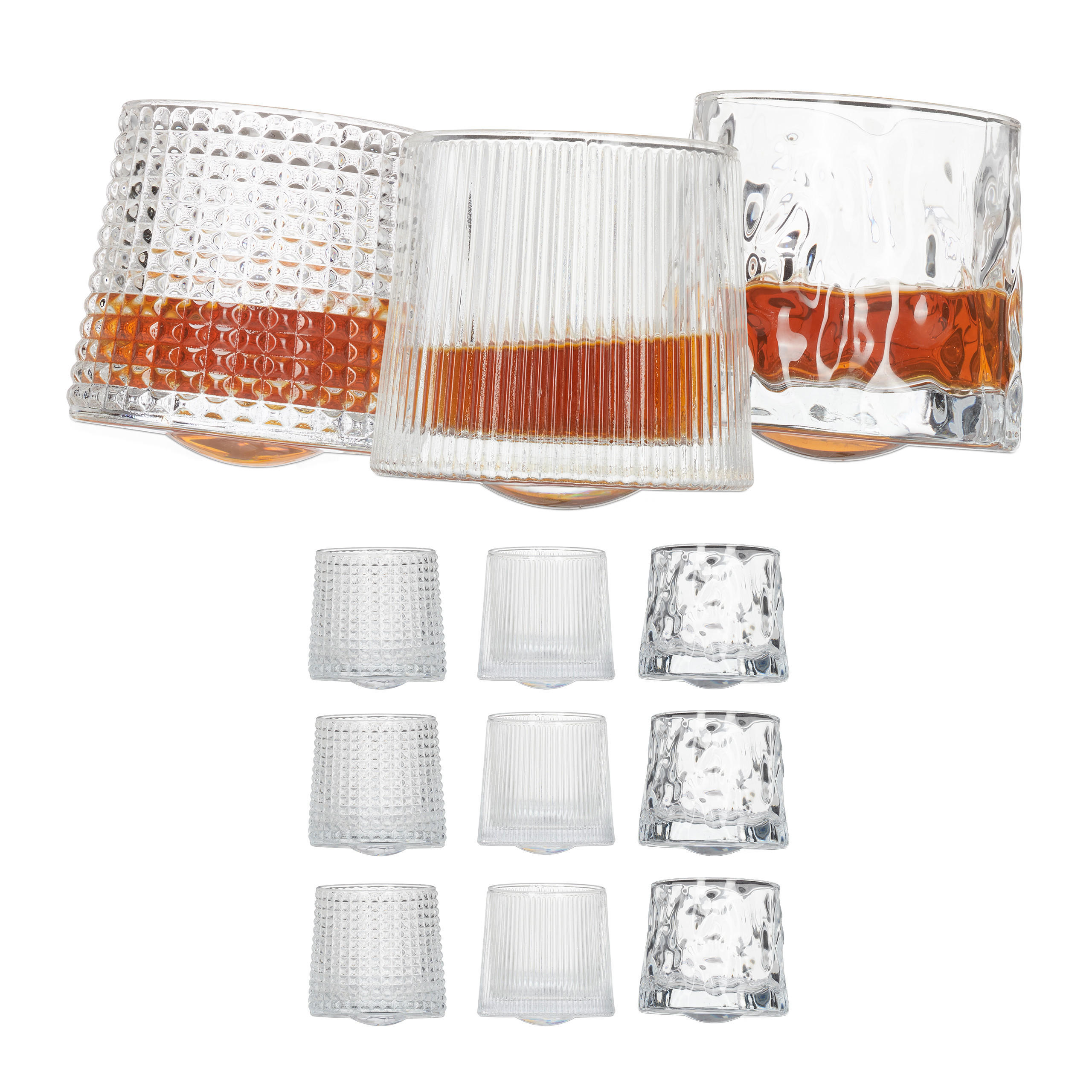 12XWHISKY-GLAS - Transparent, Glas (0.17L) - Relaxdays