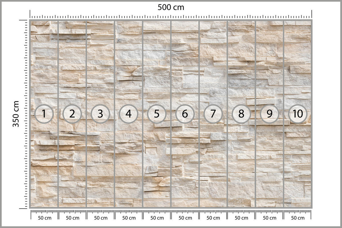 FOTOTAPETE für Wohnzimmer Beige Ziegel Rustikal Wand 500x350 - Beige/Braun, Papier (500/350cm) - Muralo