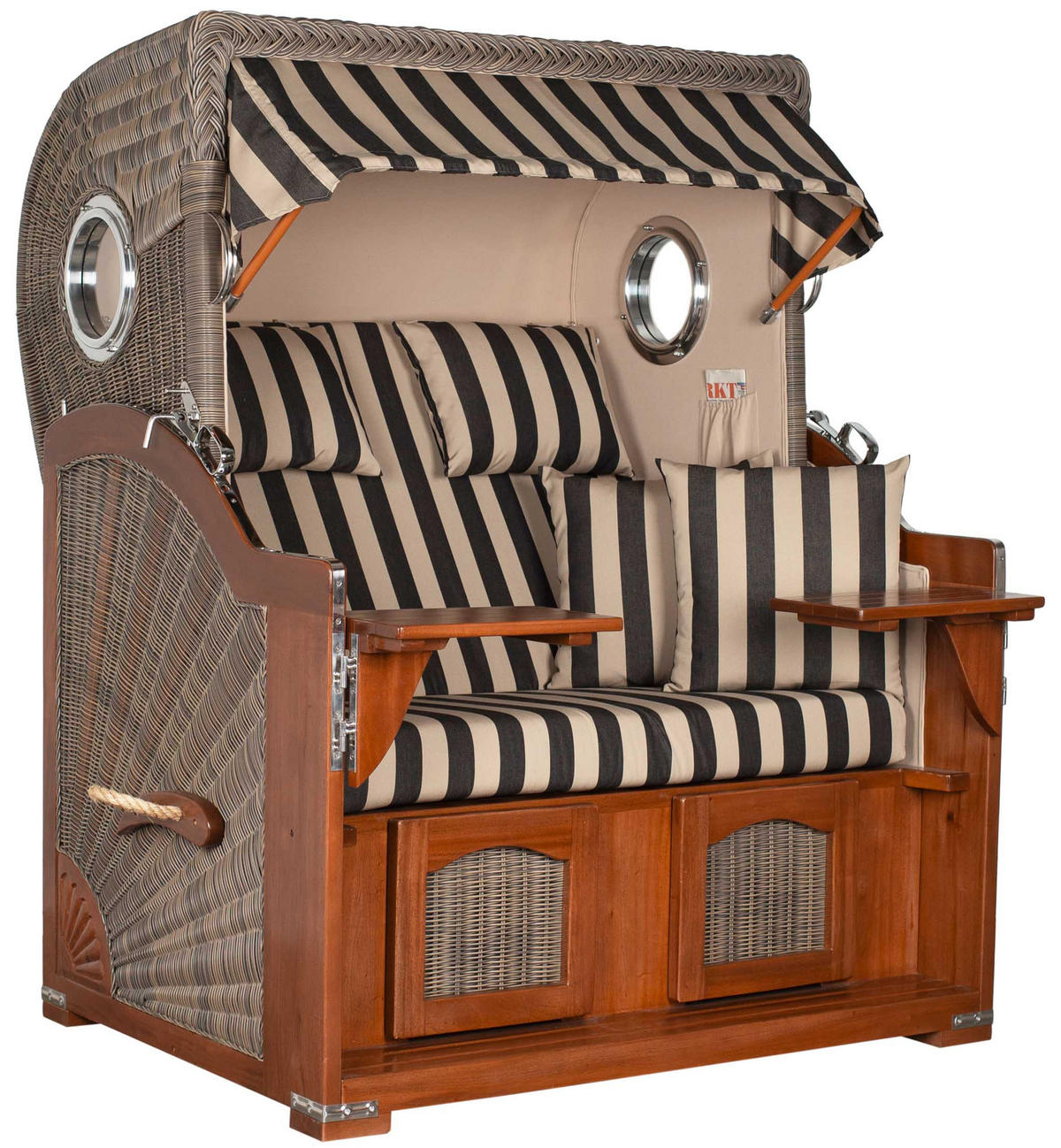STRANDKORB 2-Sitzer Düne Mahagoni 581 - Anthrazit/Braun, Holz (125/170/80cm) - Mr. Deko