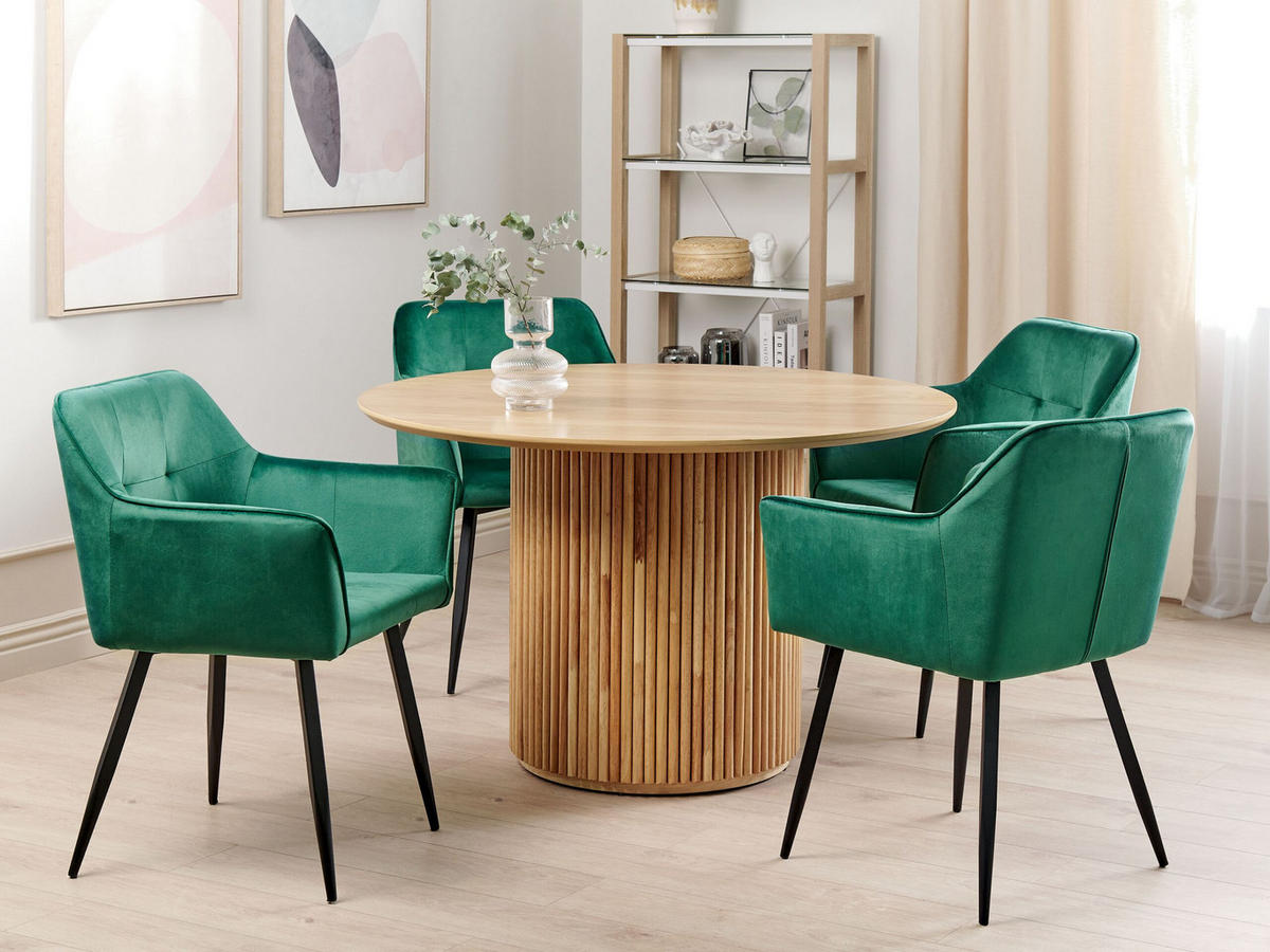 STUHL 2er-Set Samtstoff Grün Jasmin - Grün, Textil/Metall (60/84/49cm) - Beliani