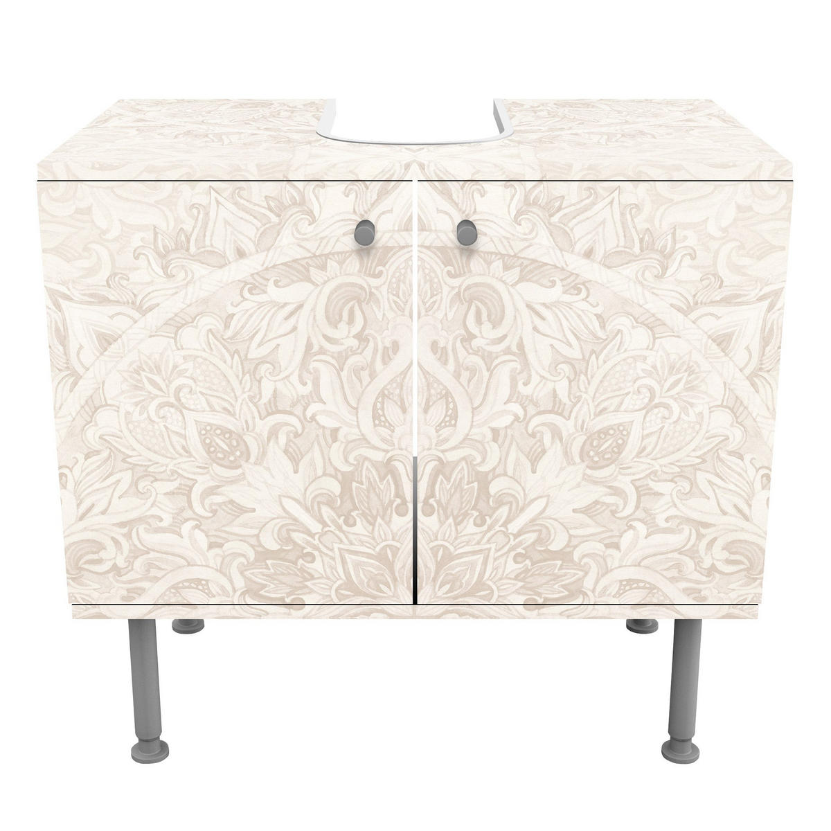 WASCHBECKENUNTERSCHRANK Mandala Aquarell Ornament Muster beige 60/55/35 cm - Beige, Holzwerkstoff (60/55/35cm) - Bilderwelten