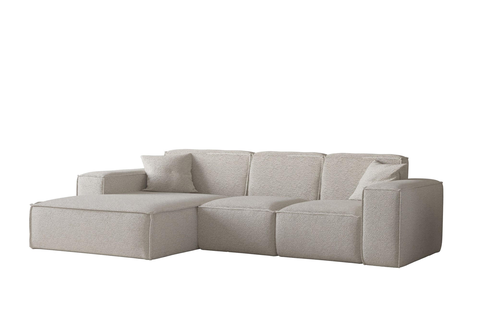ECKSOFA Ottom Celes Premium Ascot Bukla - Beige, Holzwerkstoff/Textil (266/165cm) - Fun Möbel