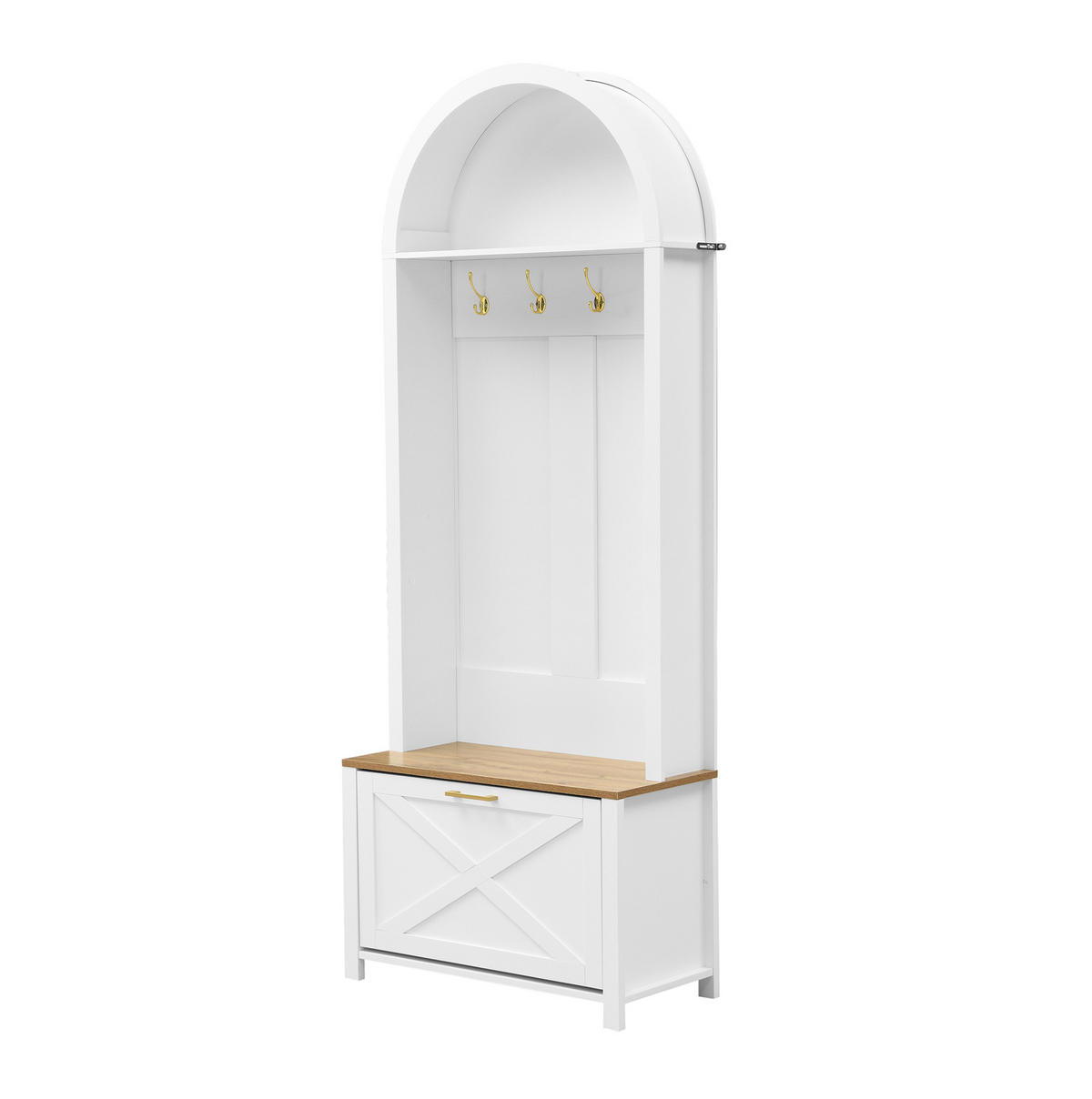 STANDGARDEROBE mit Schuhablage 75/35/195 cm in Weiß und Holzfarbe - Weiß, Holzwerkstoff (35/195/75cm) - BEAOK