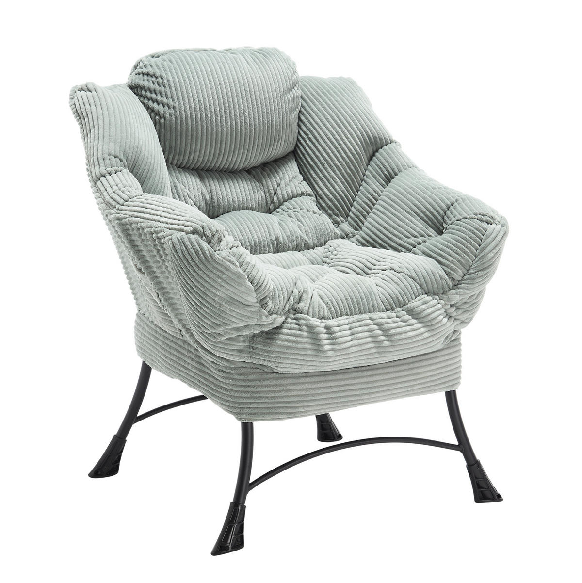 POLSTERSESSEL 70/64/95 cm mit Hocker und Seitentasche in Hellgrün - Hellgrün, Textil (69.9/95/64cm) - BEAOK