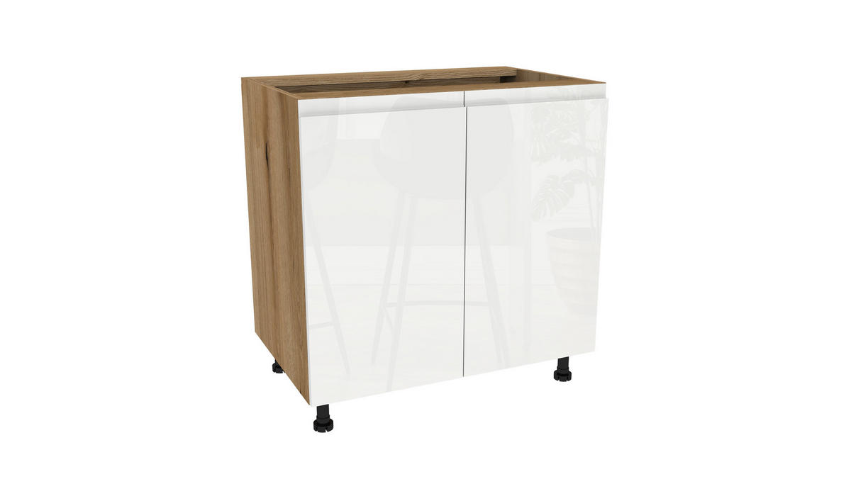 WINKELKÜCHE 240x180 cm mit Arbeitsplatte - SIMPLY Z13 - in Weiß Hochglanz / Eiche - Weiß Hochglanz/Eichefarben, Holz/Holzwerkstoff (420/212/53cm)