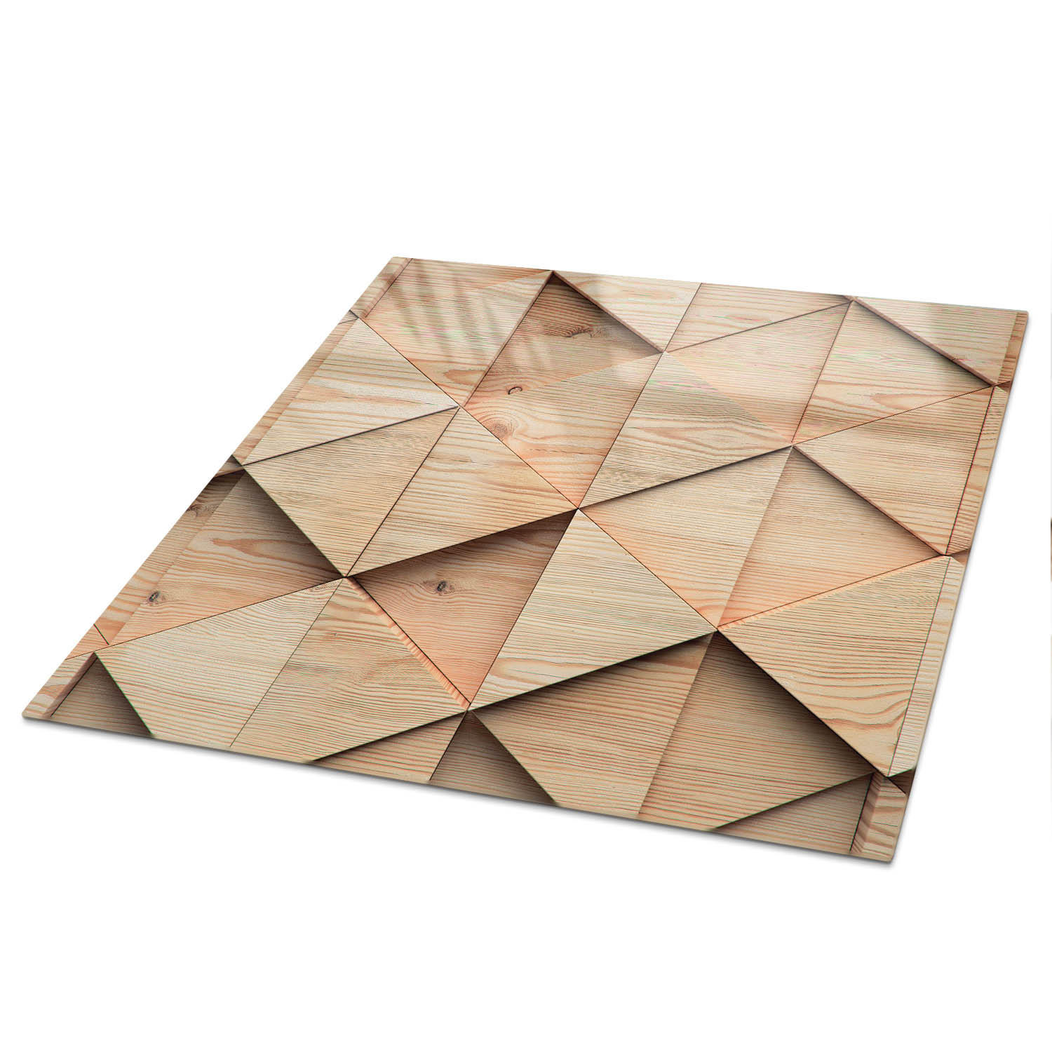 TISCHPLATTE 50x50 cm – Holzgeometrie - Weiß, Glas (50/50/0.4cm) - Wallfluent