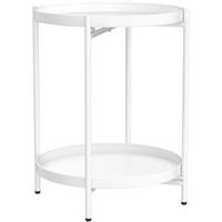 BEISTELLTISCH Rund Metall 2 Ebenen Weiß 37 x 48.5 cm - Weiß, Metall (37/37/50cm)