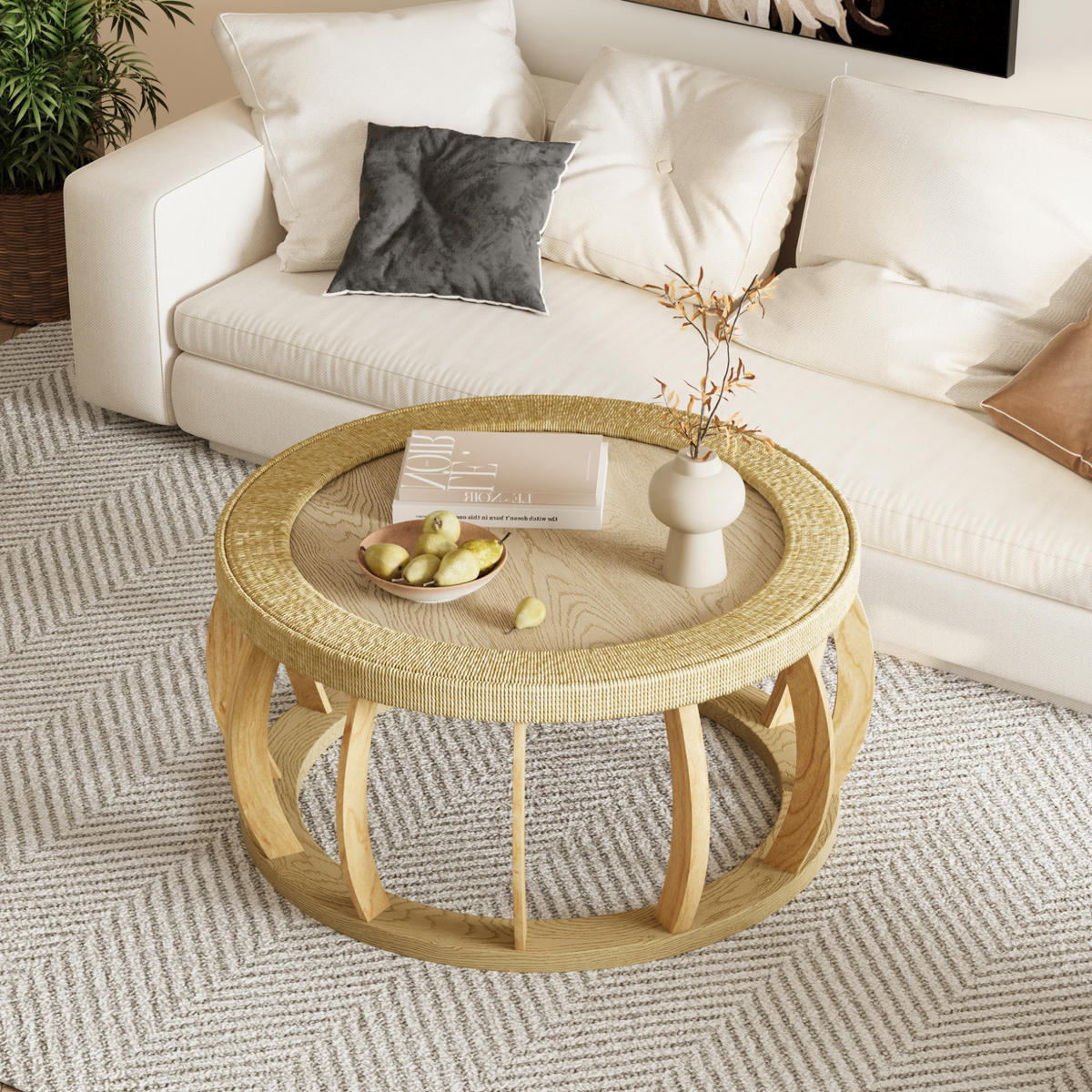 KLUBSKA miza iz masivnega lesa in MDF, 90/90/43 cm naravna - naravne barve, leseni material (90/90/43cm) - BEAOK