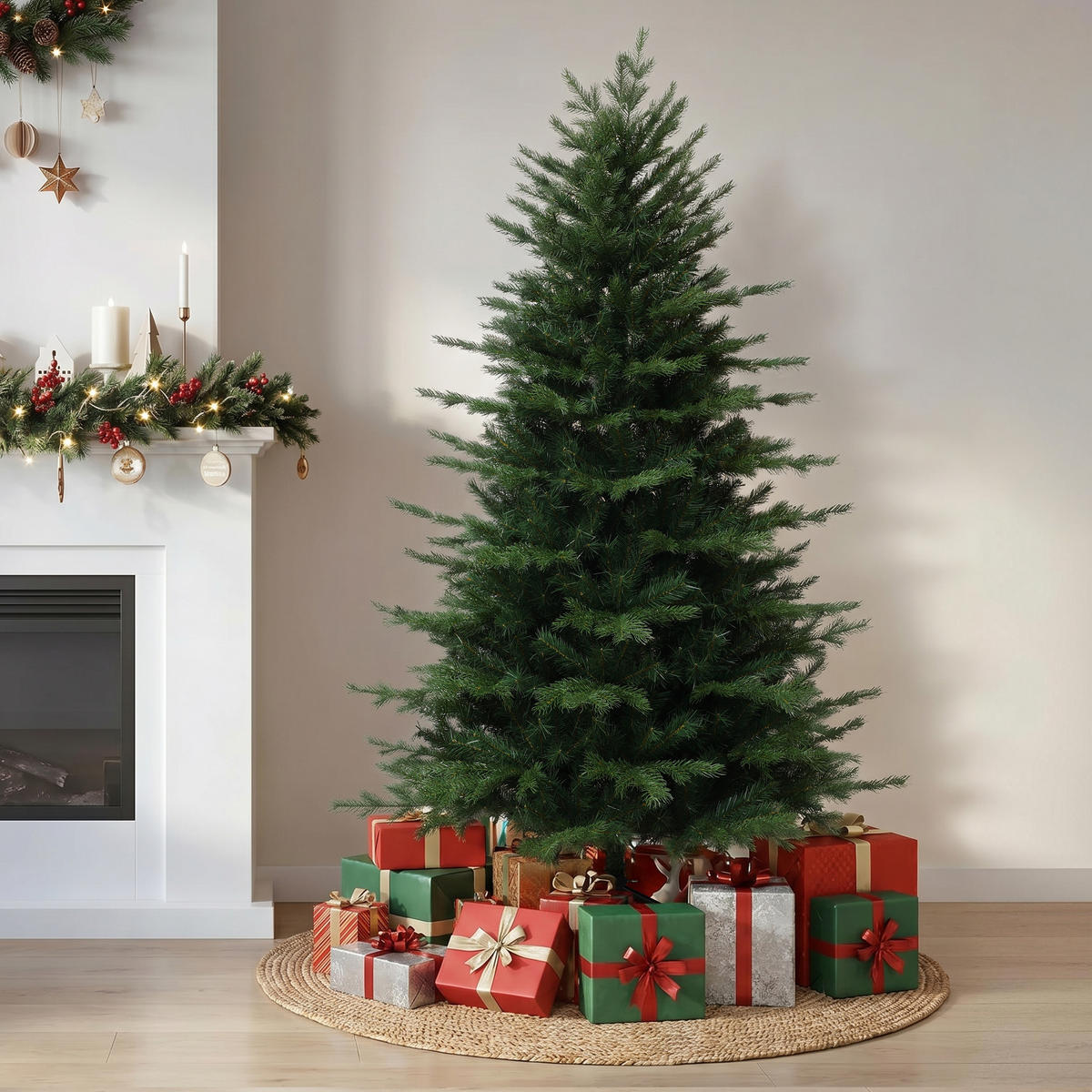 KÜNSTLICHER Weihnachtsbaum 185 cm,1.956 PE-/PVC-Spitzen - Grün, Kunststoff (185cm) - Hometopia