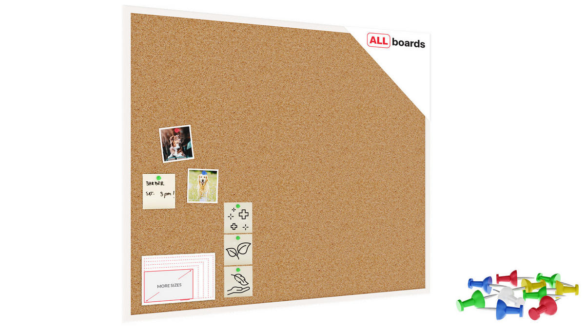 PINNWAND mit weißem Naturholzrahmen 100x80cm - Weiß, Holz (100/80/1.5cm) - ALLboards