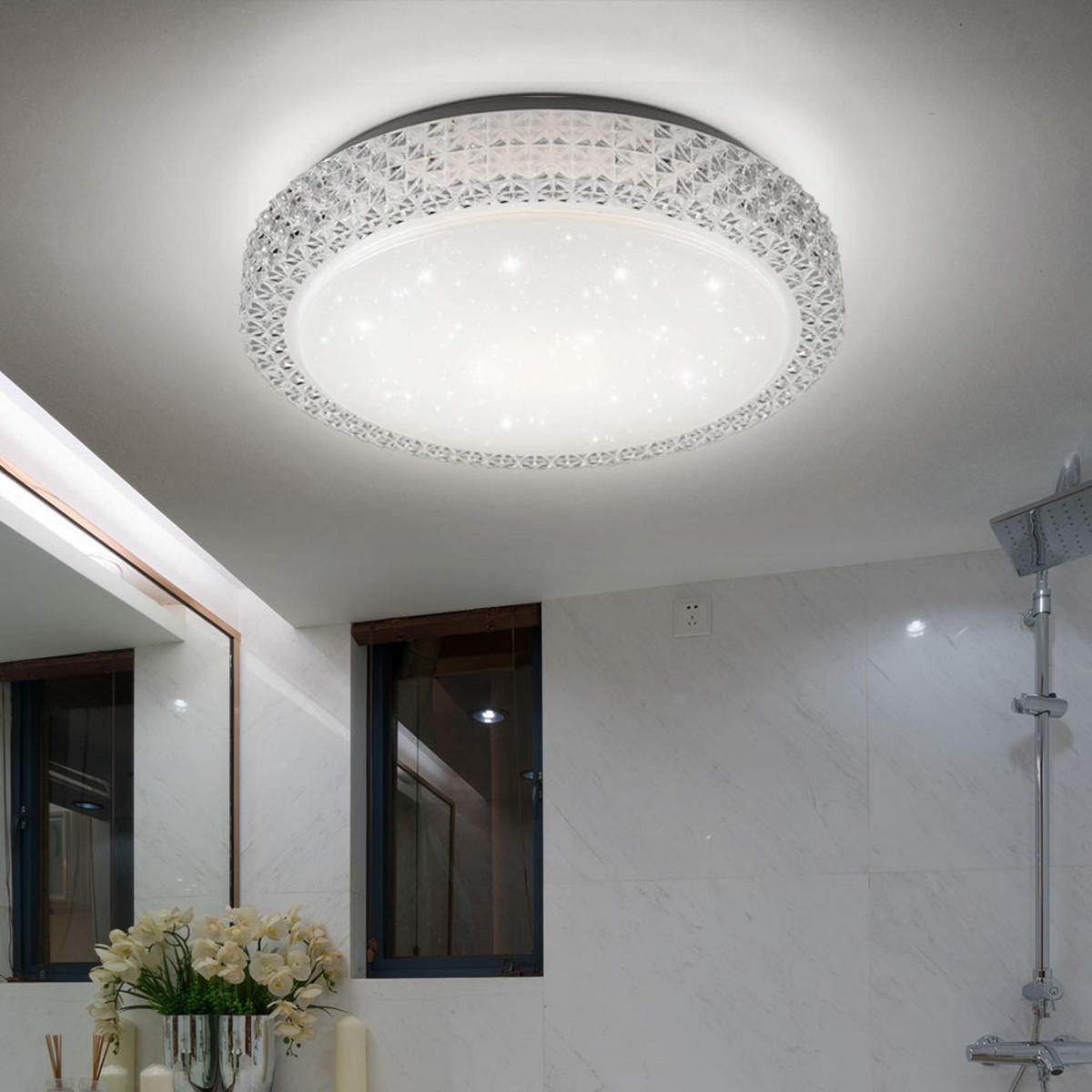 LED DECKENLEUCHTE Weiß Sternenhimmel Effekt - Weiß, Metall (40/40/11cm)