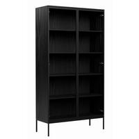 VITRINE Schwarz Industrial Mit Glastüren Auf Metallbeinen - Schwarz, Holzwerkstoff (100/190/41cm) - Sepro Meble