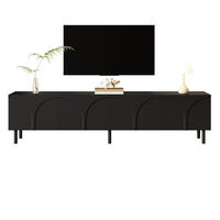 TV-SCHRANK mit 4 Türen 180 cm Schwarz mit Metallfüßen - Schwarz, Holzwerkstoff (35/49/180cm) - Beauniv