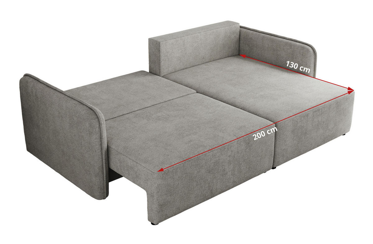ECKSCHLAFSOFA MESTO L Hellgrau Struktur - links - Hellgrau/Schwarz, Kunststoff/Textil (227/147cm) - MKS