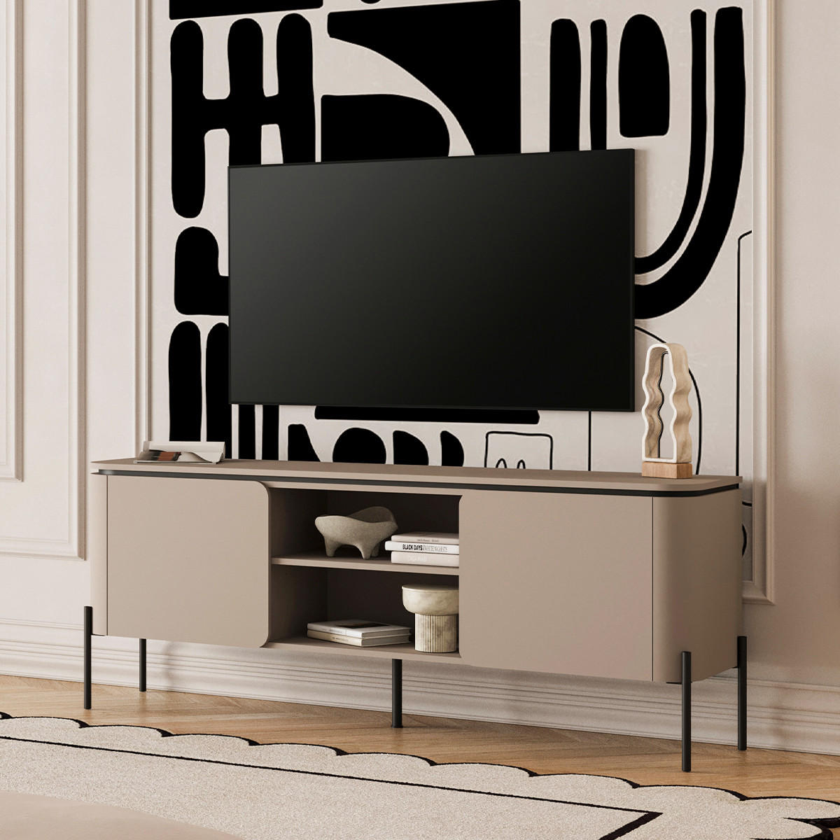 TV-MÖBEL Taupe - Taupe, Holzwerkstoff (162.8/65/39.5cm) - Petits-meubles