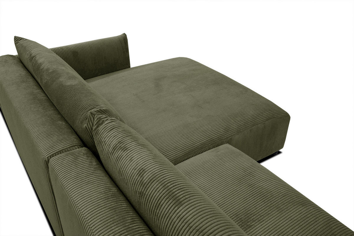 ECKSOFA TAUER 5-Sitzer, olivgrün - Schwarz/Olivgrün, Holzwerkstoff/Kunststoff (292/174cm) - Courtois Laville