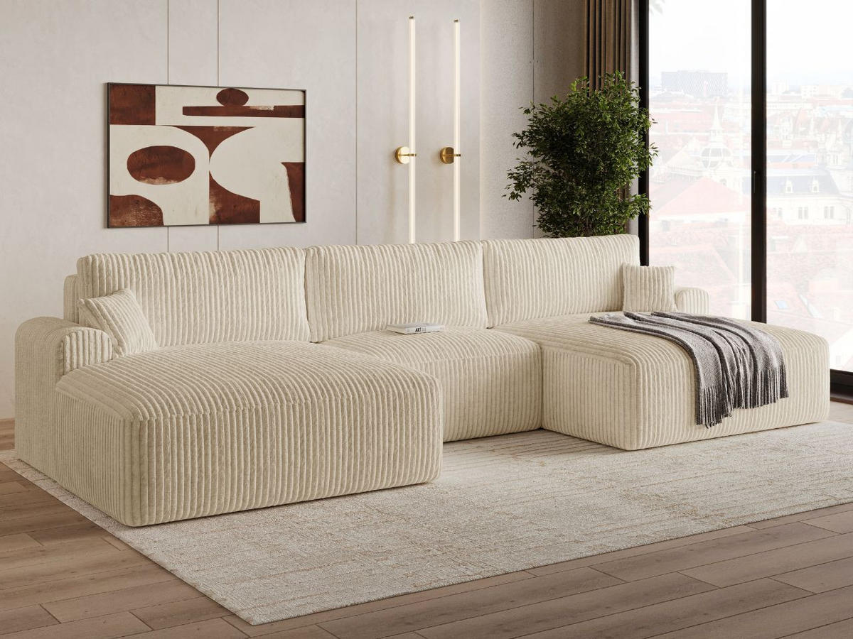 ECKSOFA U Serene Beige - Beige, Holz/Textil (391/145cm) - Graingold