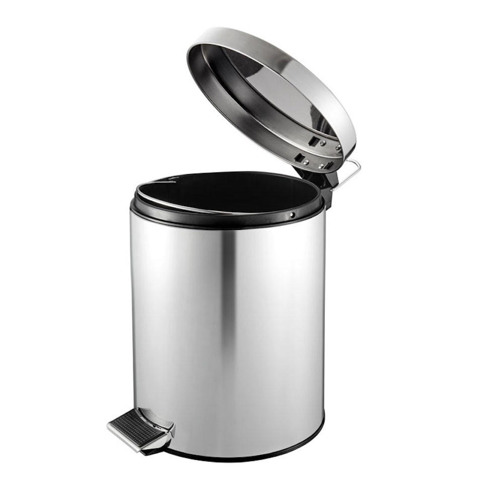 MÜLLEIMER Runder TretMit Herausnehmbaren Kunststoff Inneneimer 5 Liter 28,4 x 24,5 x 20 cm Edelstahl - Silberfarben, Metall (20/28.4/24.5cm) - PROREGAL