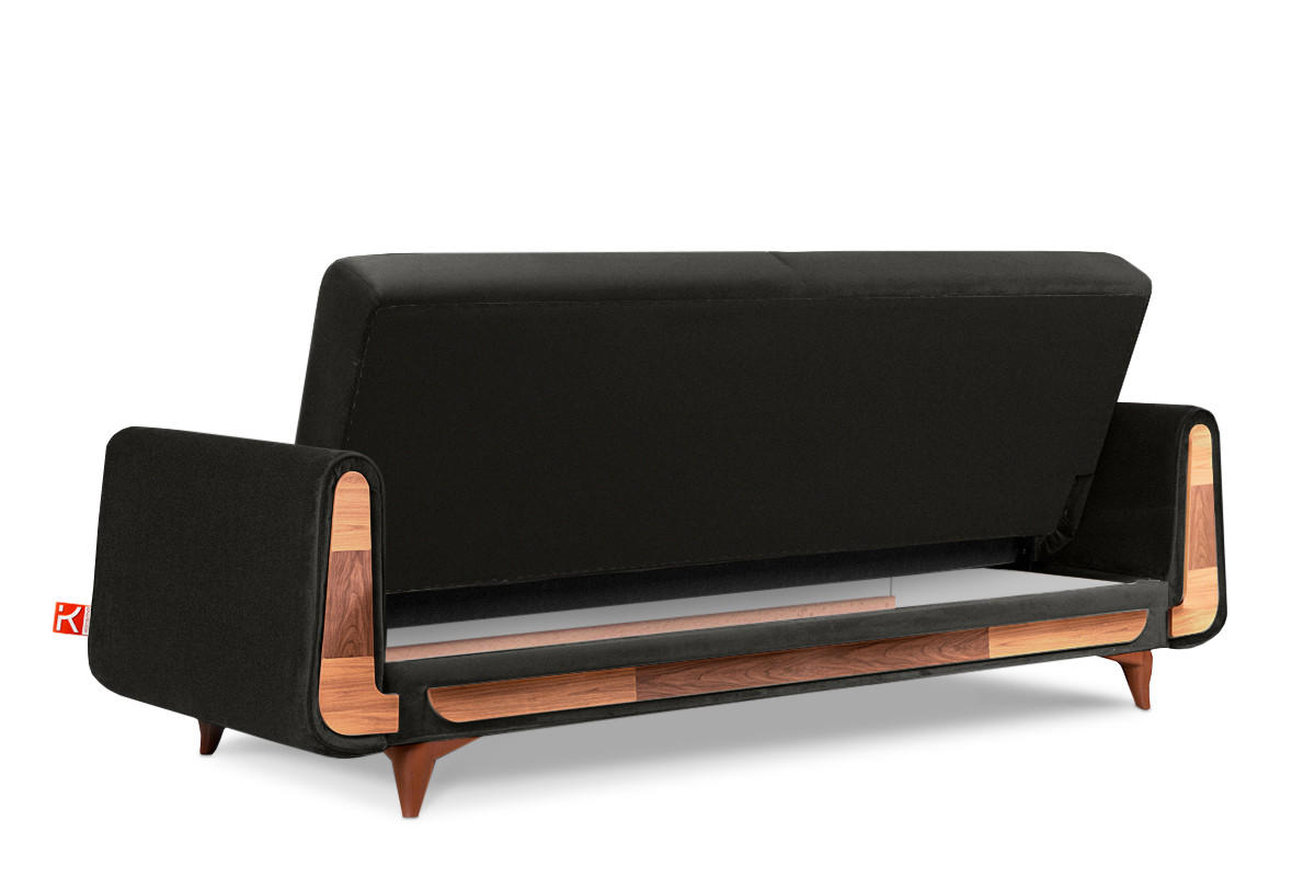 3-SITZER SCHLAFSOFA GUSTAVO mit Armlehnen, anthrazit - Anthrazit/Braun, Textil (230/98/98cm) - KONSIMO®