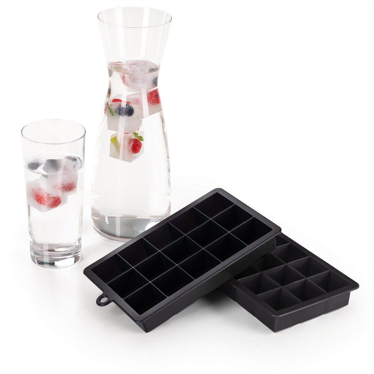 EISWÜRFELFORM Silikon, BPA-Frei, 2x15, Schwarz - Schwarz, Kunststoff (18.6/3.3/11.7cm) - Blumtal