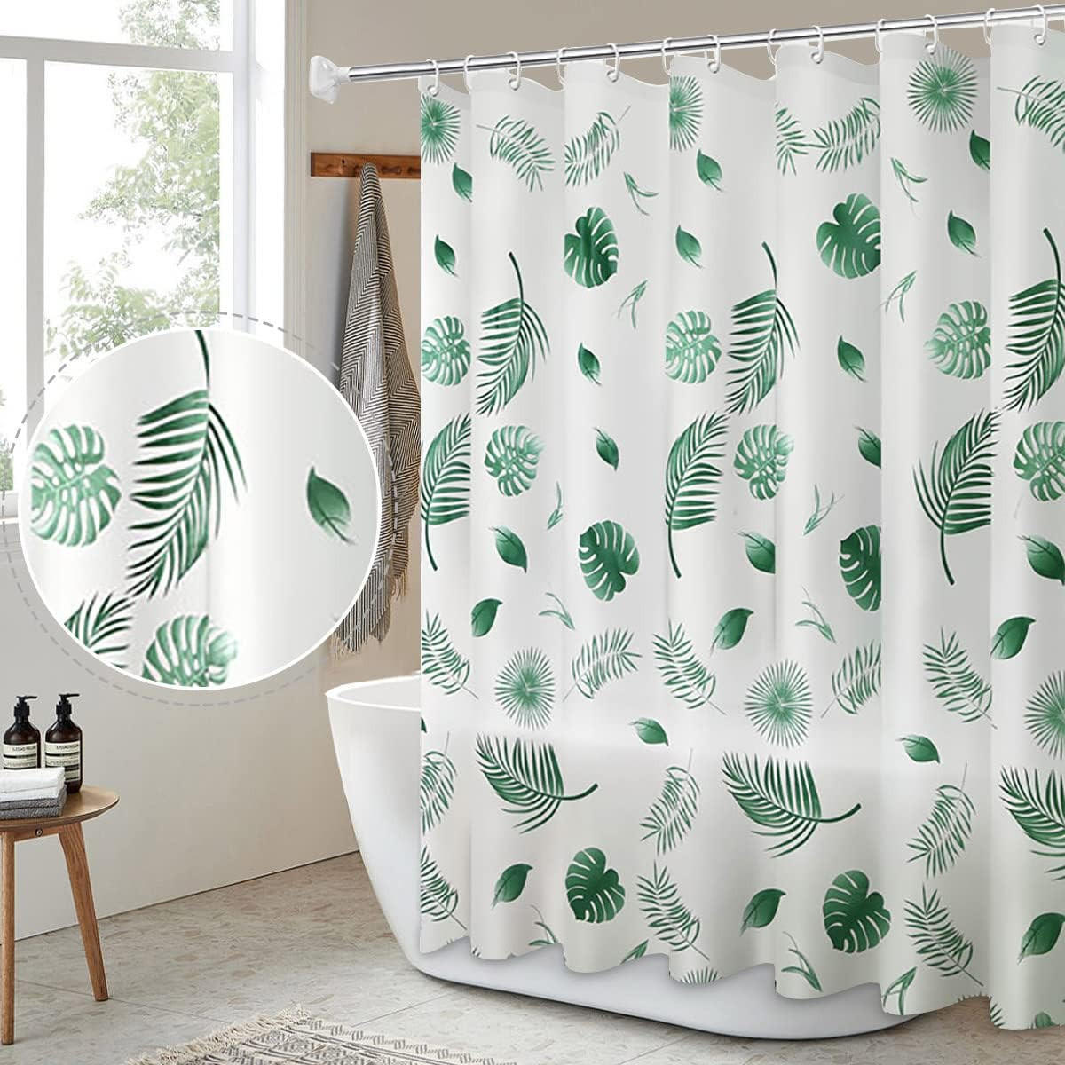 DUSCHVORHANG PEVA 120 x 200 cm mit Haken Edelstahl schimmelresistent wasserdicht - Weiß, Kunststoff (200/120cm) - MCBOSON
