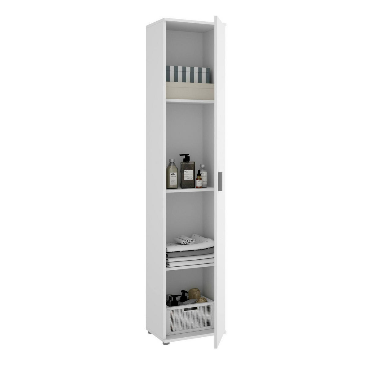 MEHRZWECKSCHRANK Holz-Effekt Weiß 35x39h190 - Weiß, Holzwerkstoff (39/190/35cm) - DMORA