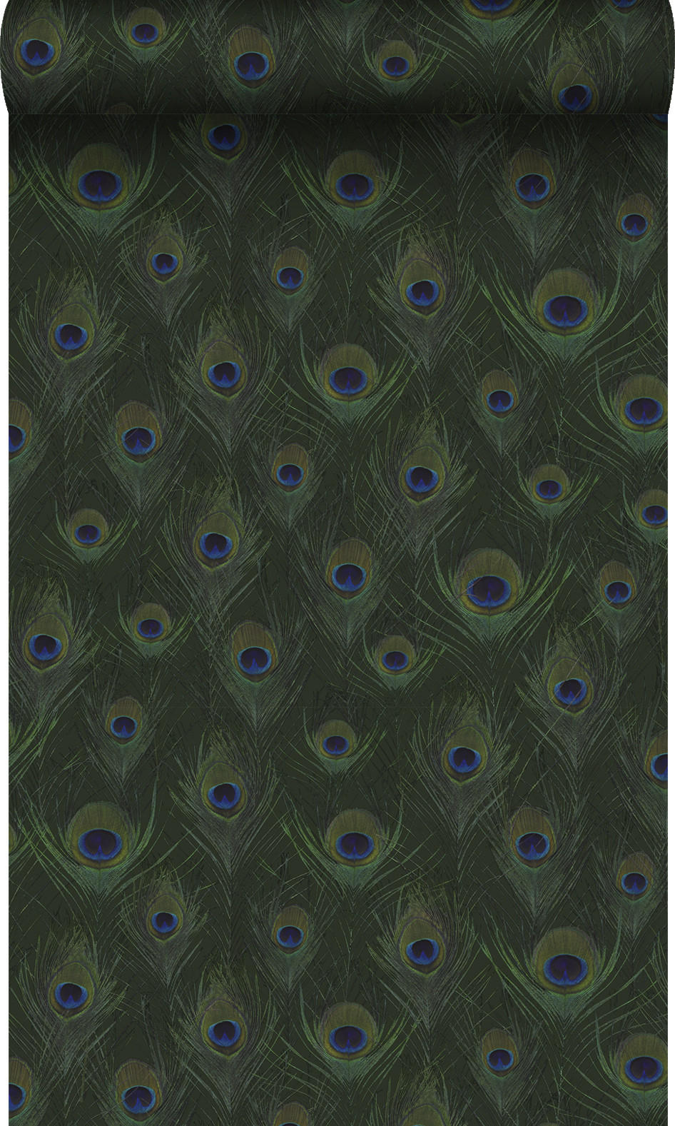 TAPETE Pfauenfedern 53 cm x 10.05 m - Grün, Papier (53/1000cm) - Origin Wallcoverings