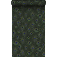 TAPETE Pfauenfedern 53 cm x 10.05 m - Grün, Papier (53/1000cm) - Origin Wallcoverings