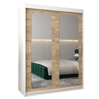 SCHWEBETÜRENSCHRANK 200/150/62 2-türig - Silberfarben/Weiß, Holz/Kunststoff (150/200/62cm) - Abiks Möbel