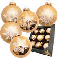 CHRISTBAUMKUGELN Set Schneeflocke Goldfarbig 8cm (Glas / 9 Stk.) - Goldfarben, Glas (8/8/8cm) - Krebs Glas Lauscha
