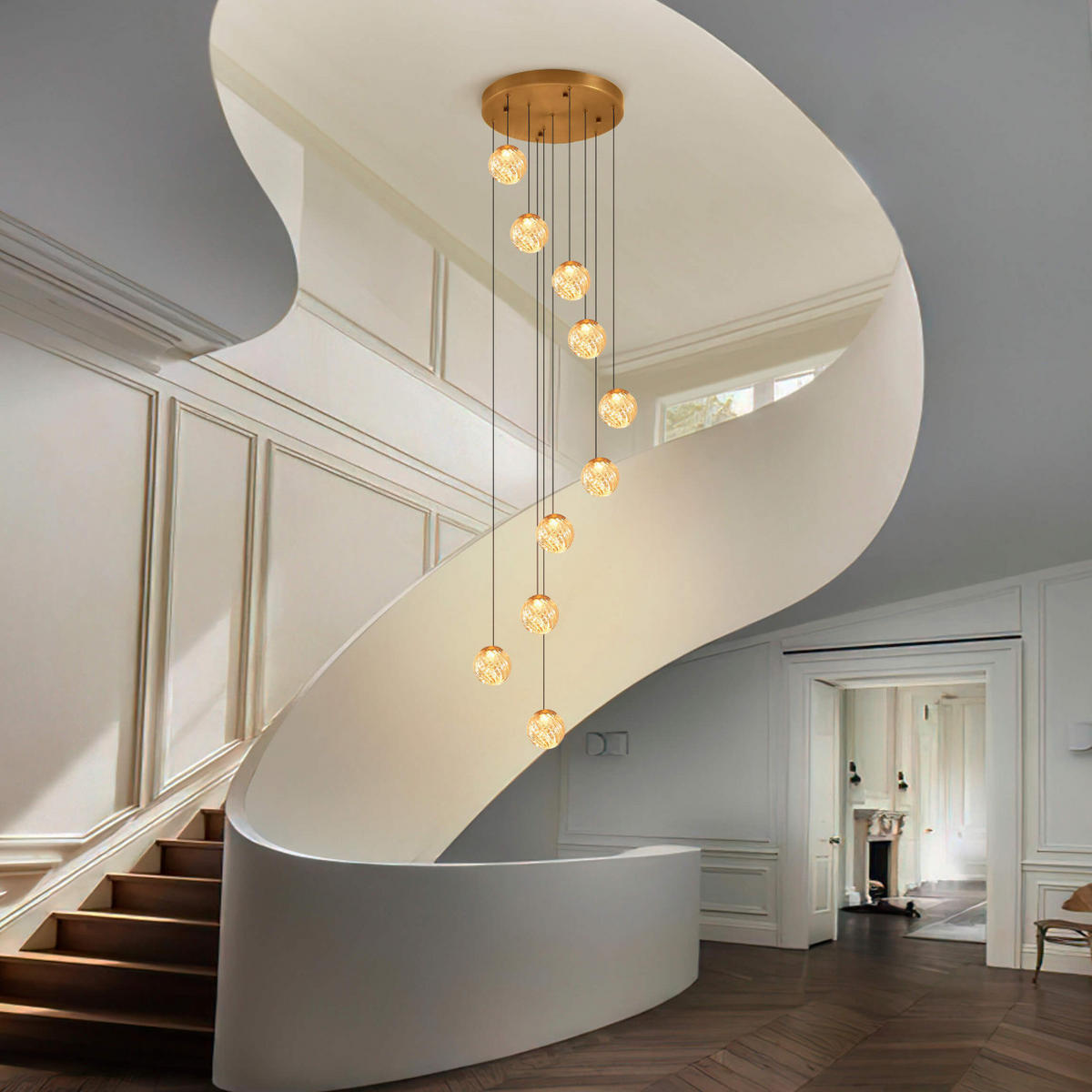 HÄNGELEUCHTE Esposia, Bernstein und Gold, 345cm - Goldfarben, Glas (40/45/345cm) - KOSILUM