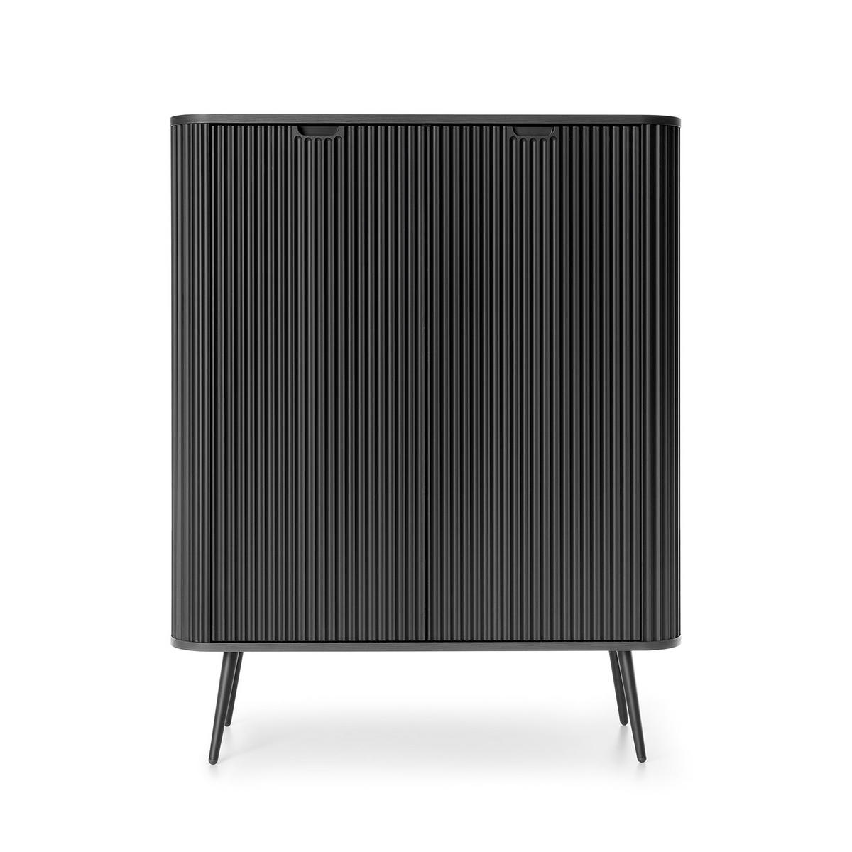 HIGHBOARD ZENZERO 103/129/39 cm mit 2 Türen Schwarz - Schwarz, Holzwerkstoff (103/129/39cm) - MASSENO
