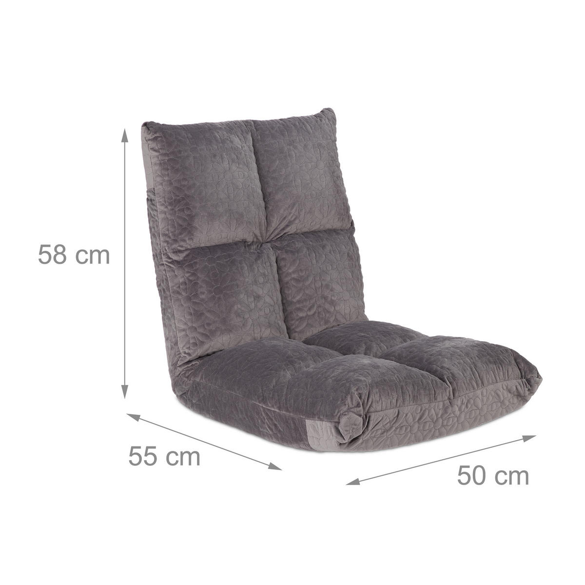 BODENSTUHL - Grau, Holzwerkstoff/Textil (50/58/55cm) - Relaxdays
