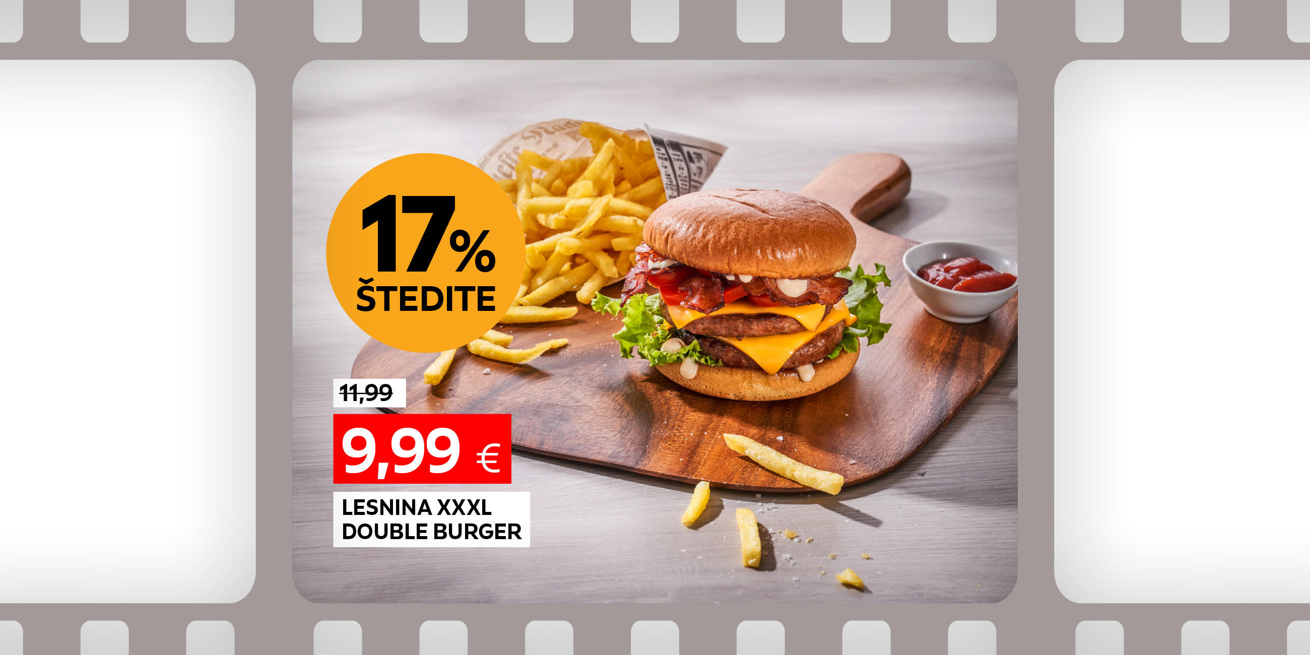 Lesnina XXXL double burger umjesto 11,99 € nova cijena 9,99 € štedite 17%