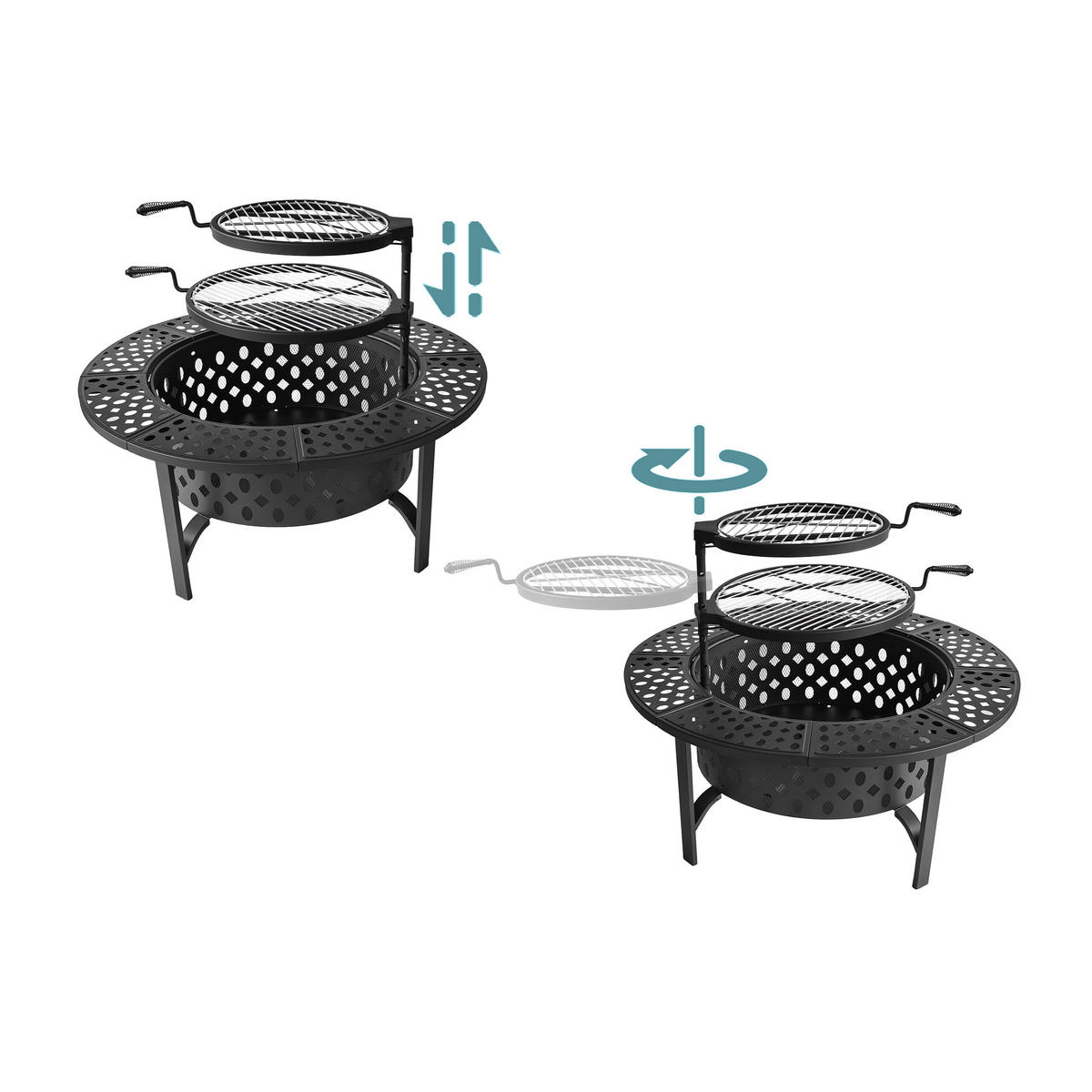 FEUERSCHALE - Schwarz, Textil/Metall (92/71/92cm) - Relaxdays