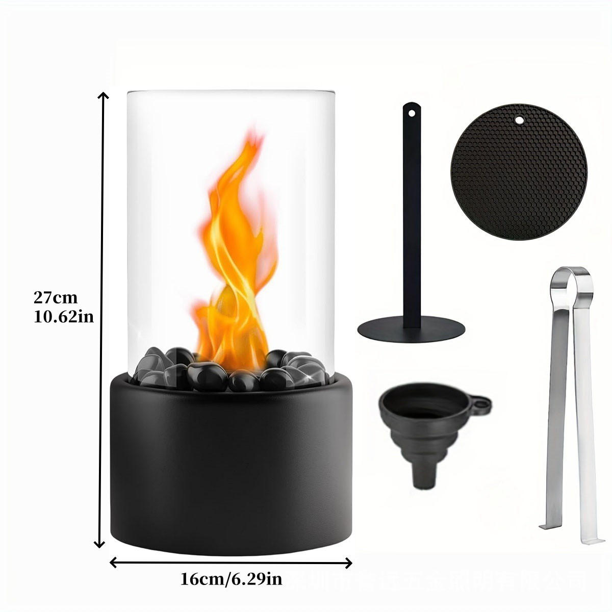 BIOETHANOL-KAMIN Schwarz 16/16/27 cm - Schwarz, Metall (16/27/16cm) - Authentics